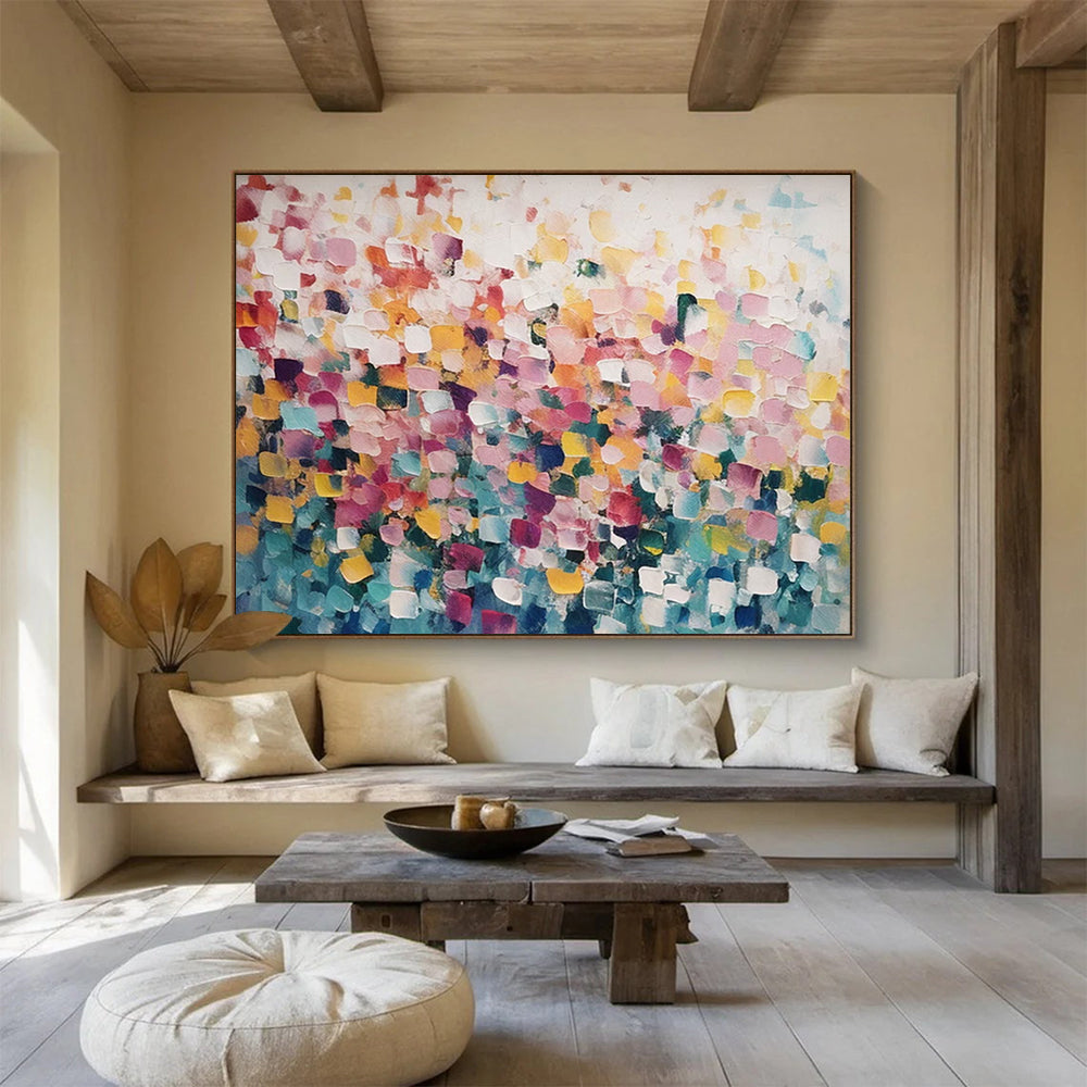 “Vibrant Dot Fusion” Abstract Pointillism Painting On Canvas DLZ162