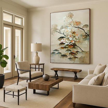 “Watercolor - Style Floral Branches” – Chinese - Inspired Watercolor Painting On Canvas CT2154