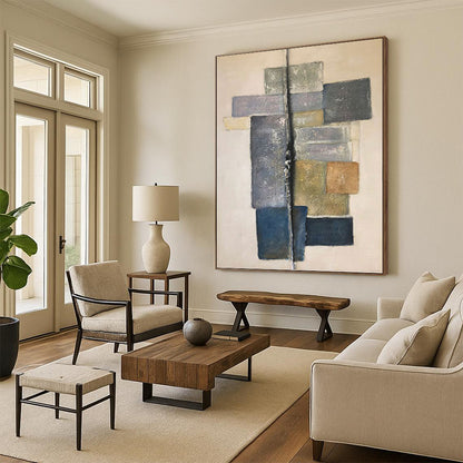 “Geometric Neutral Abstraction” - Subtle Abstract Geometric Painting DKH1041