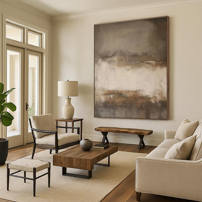 Brown - Beige Weathered Layers, "Aged Elegance" - Abstract Textured Painting CT0712