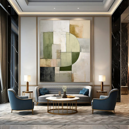 Earthy Tones, Geometric Shapes & Lines - "Earthy Geometry" - Abstract Acrylic Painting CT1451