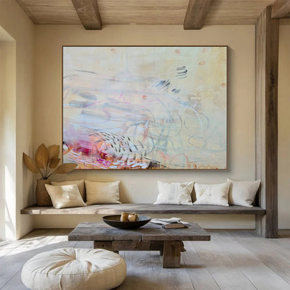 Subtle Abstract on Beige - Delicate Marks and Soft Transitions Painting On Canvas DKH066