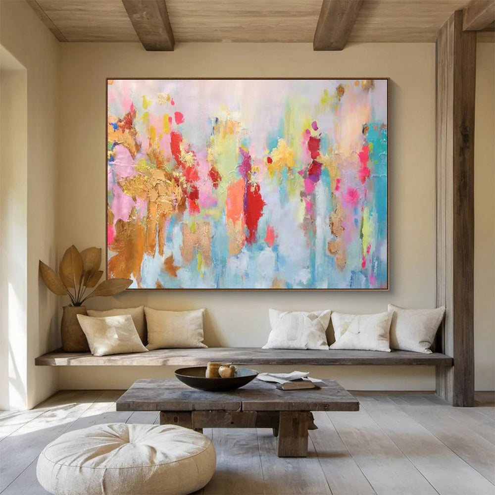 Pastel Abstract Celebration - Abstract Expressionist Painting On Canvas DKH643
