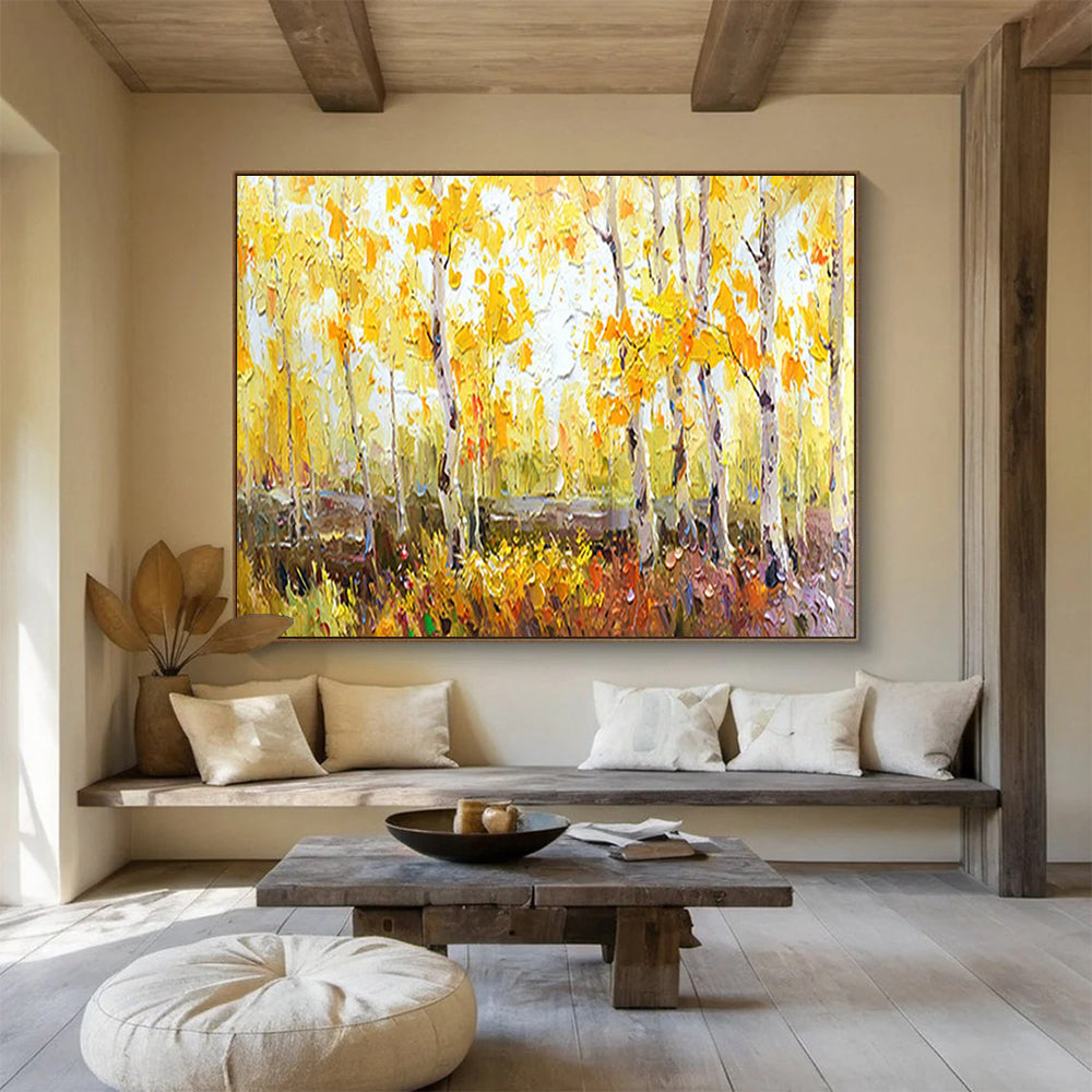 Golden Autumn Forest - Impressionist Landscape Painting On Canvas DLZ212