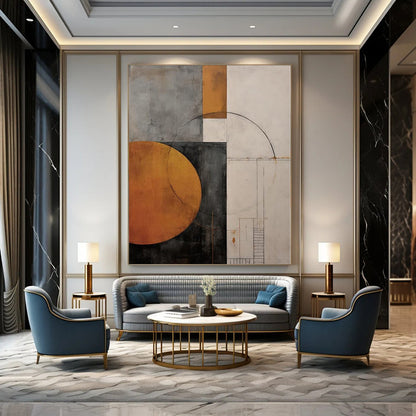 Geometric Shapes in Earth Tones - Abstract Composition Art CT1206