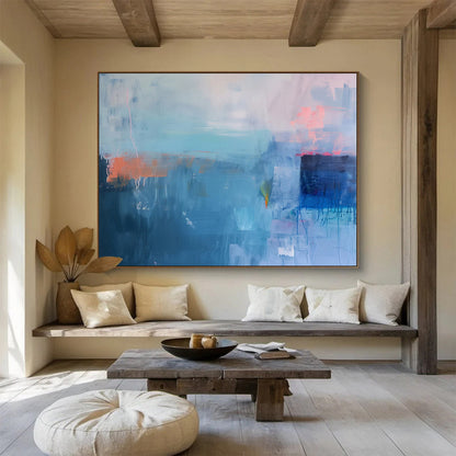“Deep Blue Abstract Layers” Abstract Acrylic Painting On Canvas DKH478