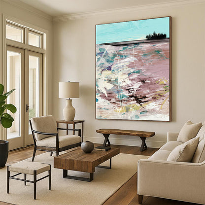 “Colorful Beach Abstract” - Vivid Beach - Inspired Abstract Painting On Canvas DTP198