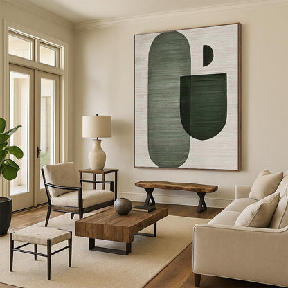 “Green Geometric Arrangement”，Minimalist Abstract Style CT0675