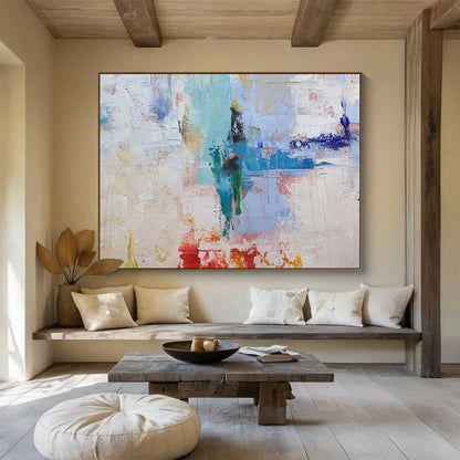 Pastel and Bold Color Abstract “Whimsical Chromatic Fusion” Painting On Canvas DKH113