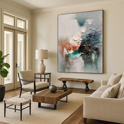 “Textured Abstraction” - Multicolor Textured Abstract Painting On Canvas DKH1572