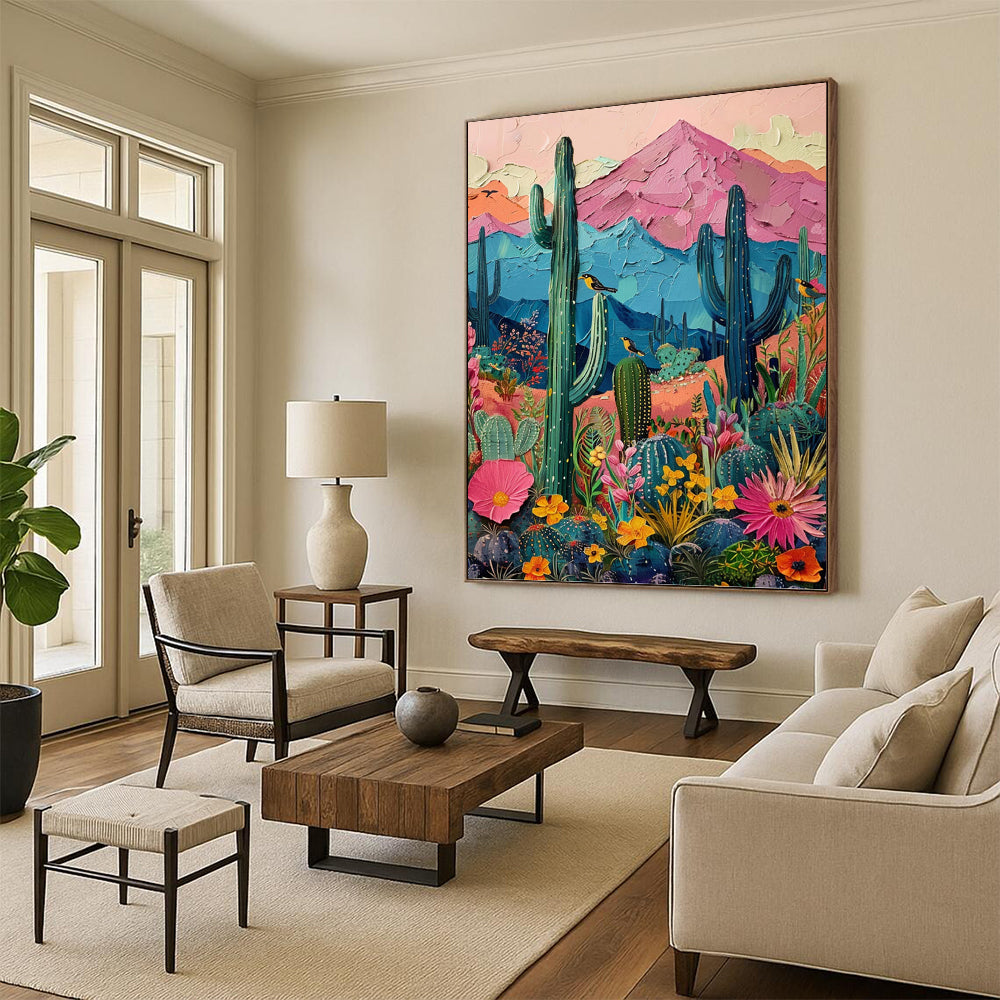 Colorful Desert Landscape - Impasto Landscape Painting On Canvas DKH1402