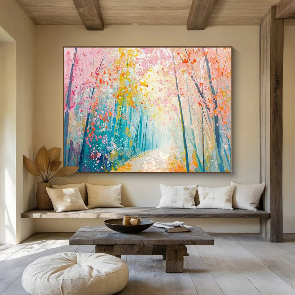 “Pastel Forest Path” - Dreamy Landscape Painting On Canvas DKH814
