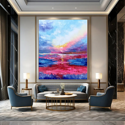 Vibrant Sunset Seascape - Impressionist Oil On Canvas CT1318