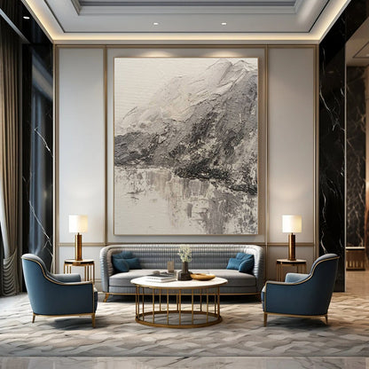 “Black - White Textured Landscape” – Impasto Landscape Painting CT1200