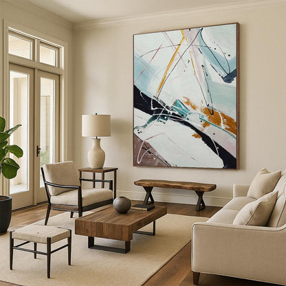 “Dynamic Linear Abstraction” - Abstract Expressionist Painting On Canvas DTP046