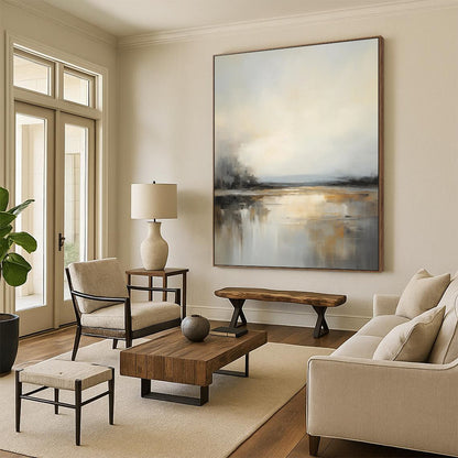 “Misty River Reflections” – Impressionistic Abstract Landscape Oil CT2091