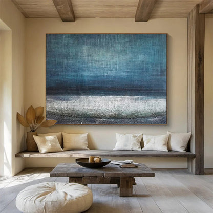 “Deep Blue Textured Seascape” Minimalist Seascape Painting On Canvas DLZ154