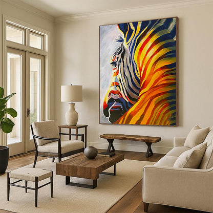 Vibrant Color - Blocked Zebra - Wildlife Painting On Canvas DKH1428