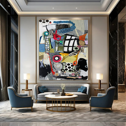 “Eclectic Colorful Abstract Collage” – Mixed - Media Abstract Art CT1172