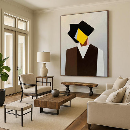 “Geometric Gentleman Silhouette” – Cubist Portrait Acrylic CT2076