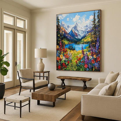 “Vibrant Mountain Landscape” – Impressionistic Oil Painting On Canvas CT2156