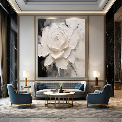 “White Flower Impasto” – Impasto Flower Painting CT1202