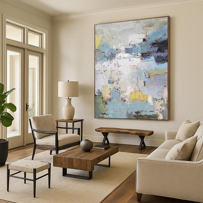 “Colorful, Abstract Cityscape ‘Urban Mosaic’” - Impasto Abstract Painting On Canvas DTP352