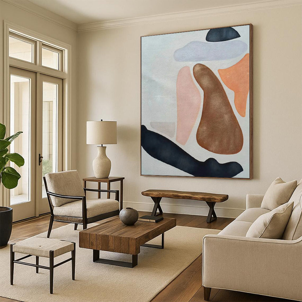 “Soft - Hued Organic Shapes” Abstract Acrylic Art CT0331