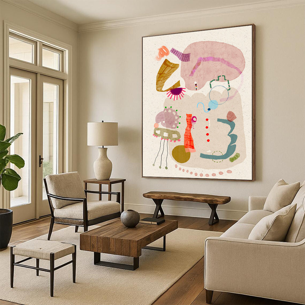 Pastel Shapes, Playful Forms - "Whimsy Assortment" - Mixed - media Abstract Art CT1845