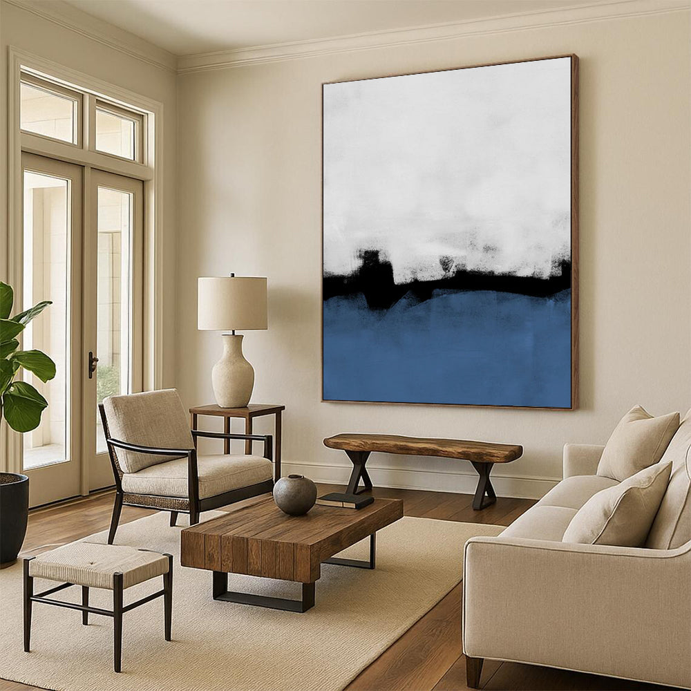 “Monochrome Blues and Whites - Minimalist Abstract” - Acrylic Abstract Art CT1964