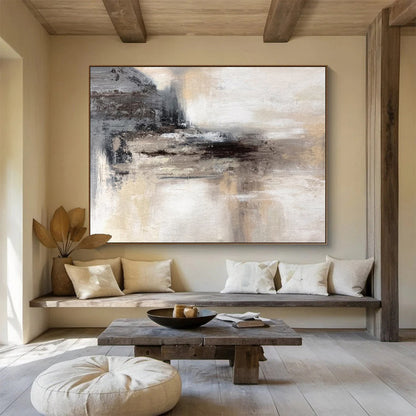 Neutral Tones Abstract Landscape Painting On Canvas DKH282