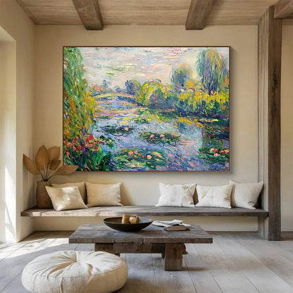 Monet - Inspired Water Lilies - Impressionist Landscape Painting On Canvas DLZ197