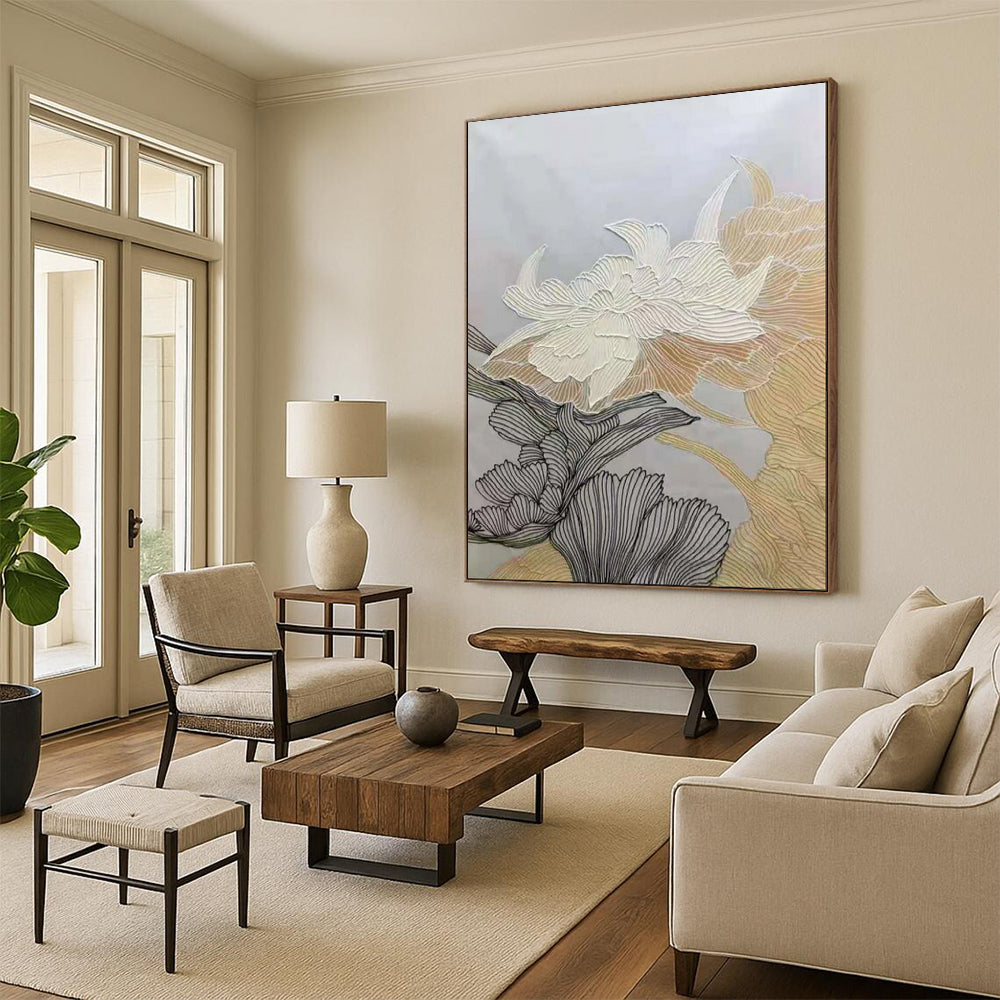 Line - Drawn Flowers Decorative Abstract Art CT1958