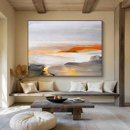 “Muted Tones: Abstract Horizon” Abstract Oil Painting On Canvas DKH382
