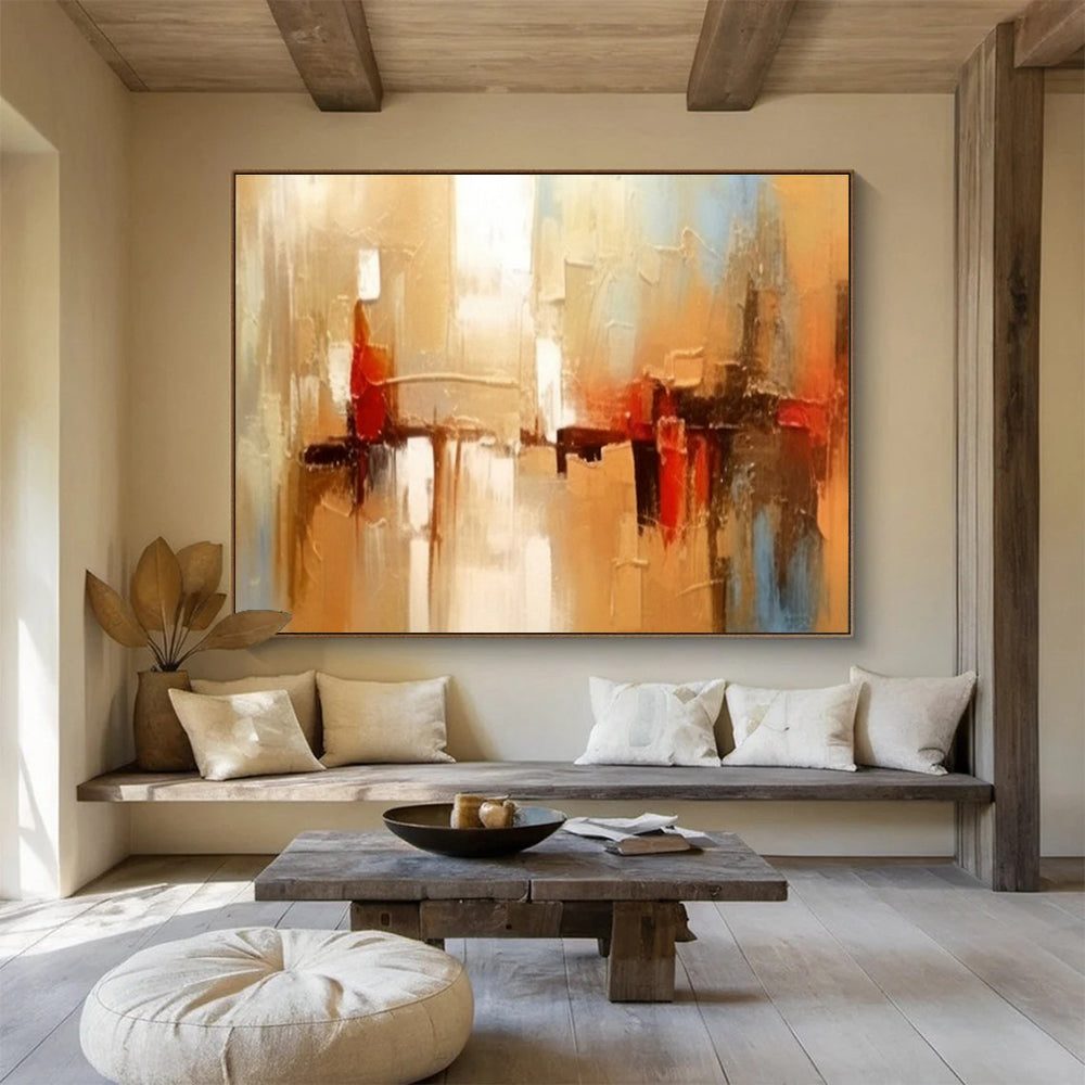 Warm Toned Urban Abstract Painting On Canvas DKH278