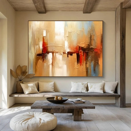 Warm Toned Urban Abstract Painting On Canvas DKH278
