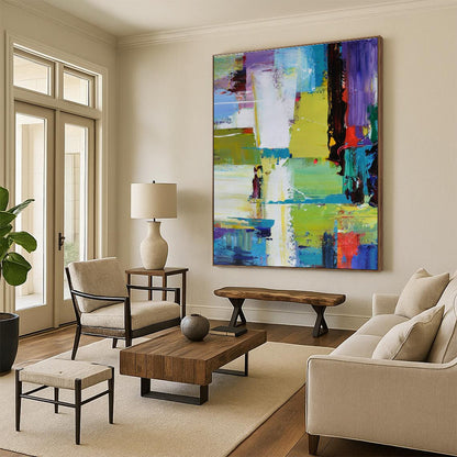 “Vibrant Color Blocks” ，Abstract Expressionist Acrylic Painting CT0896