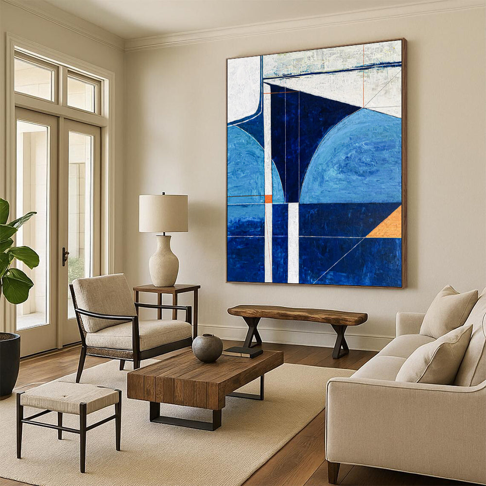 “Blue Geometric Abstract” - Abstract Painting CT2372