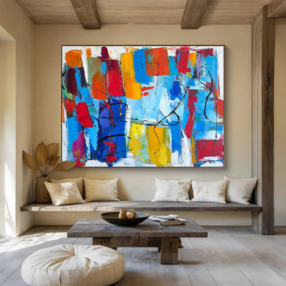 Colorful Abstract Blocks - Abstract Cubist - Inspired Painting On Canvas DKH605
