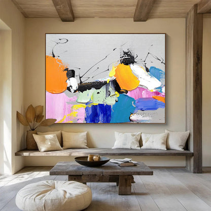 “Colorful Abstract Burst” - Multicolor Expressionist Abstract Painting On Canvas DLZ267