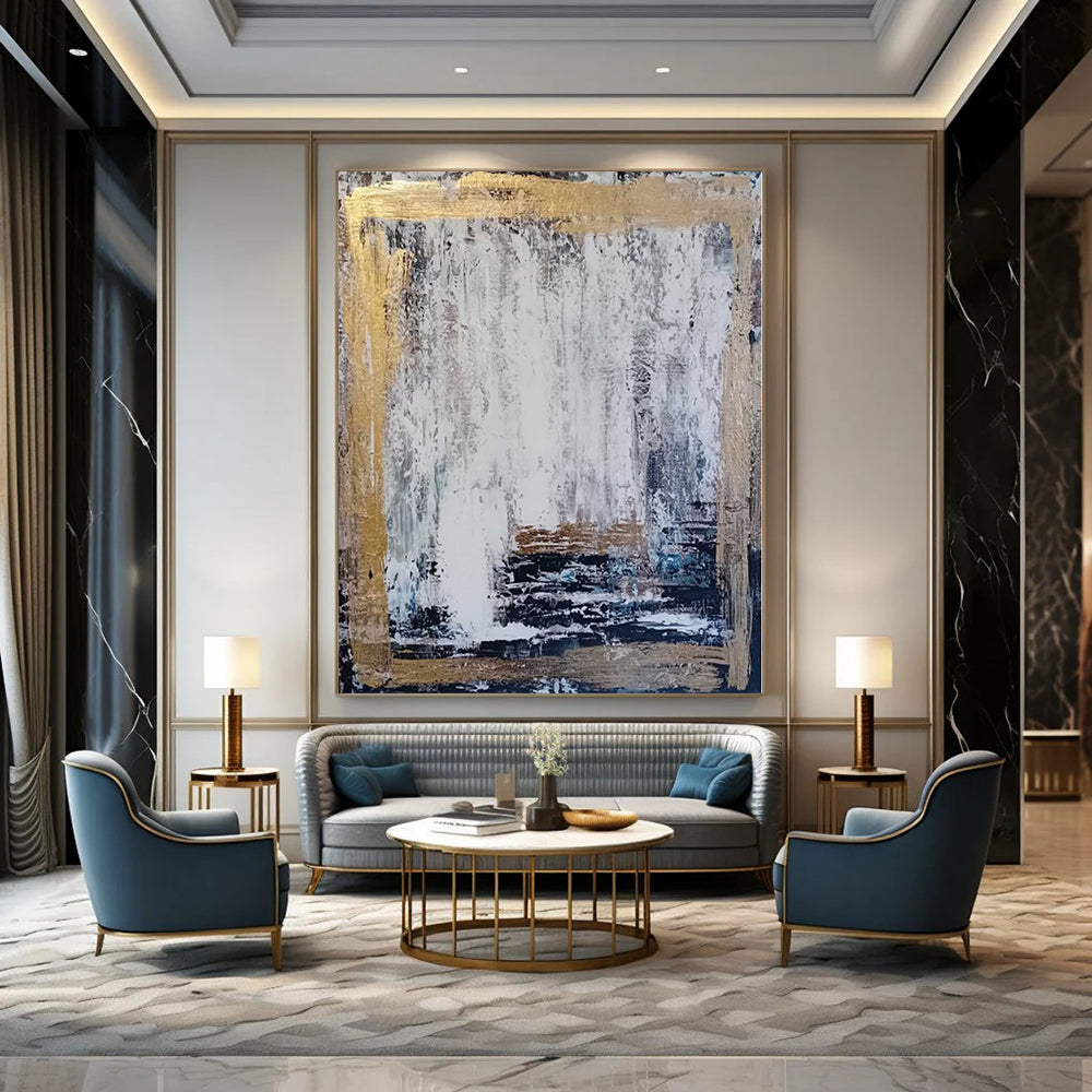 “Gold - Framed Textured Abstraction” – Abstract Textured Painting CT1198