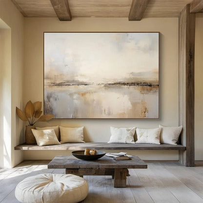 Neutral Abstract Horizon - Abstract Landscape Painting On Canvas DKH623