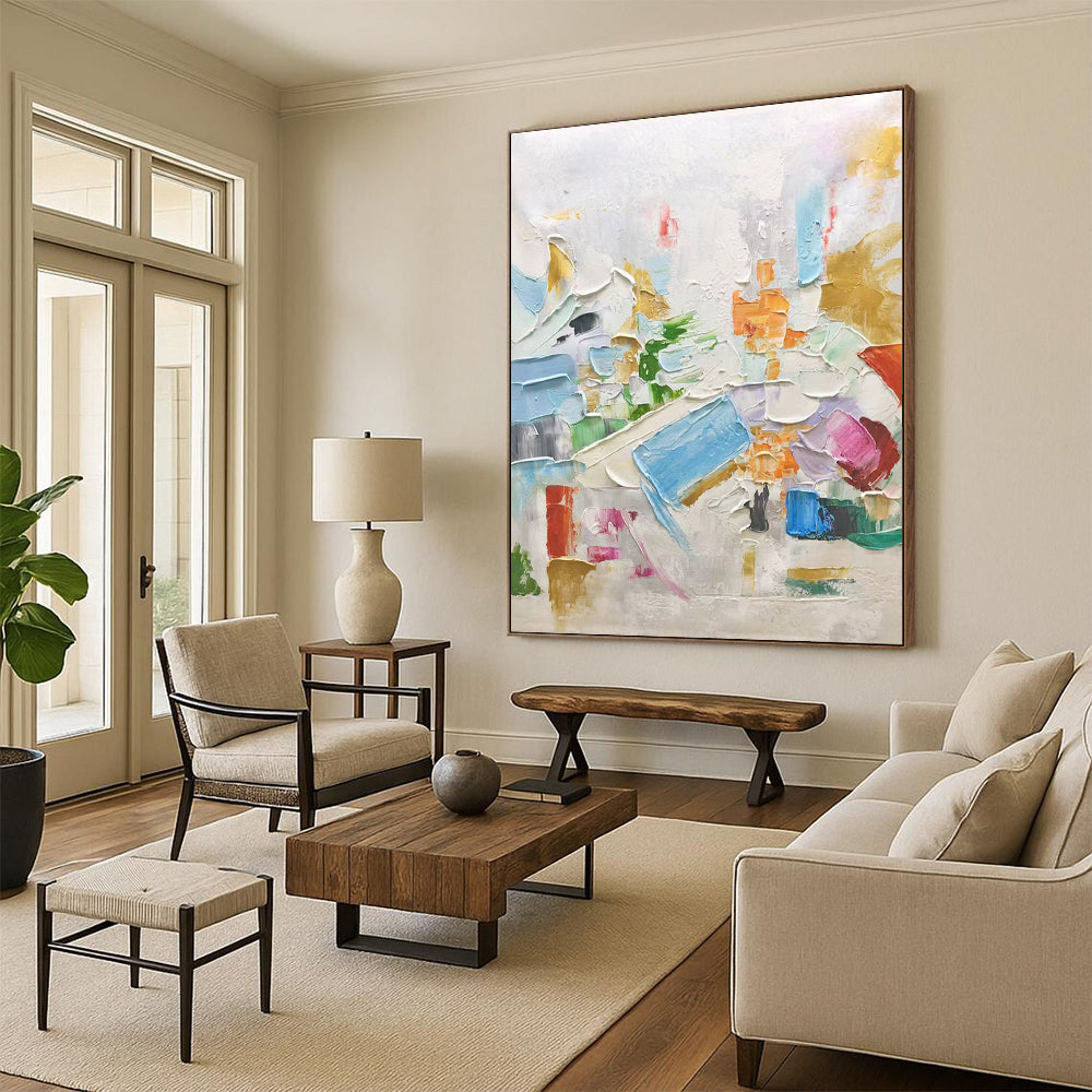 Colorful Thick - Painted Shapes, “Candy Crush Canvas” - Textured Abstract Oil Painting CT0730