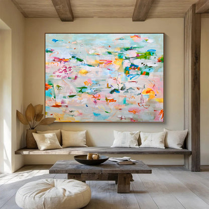 Whimsical Abstract Garden - Pastels and Playful Shapes Painting On Canvas DKH036