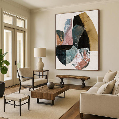 “Geometric Color Blocks” - Modernist Collage - Style Painting On Canvas DTP152