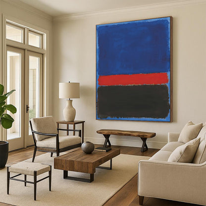 Blue Red and Black Layers Rothko - Inspired Color - Field Art CT1954