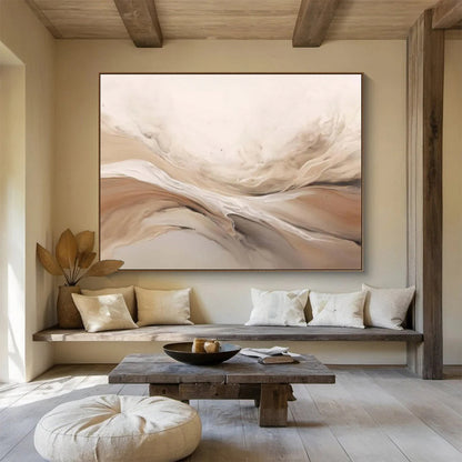 Neutral - Toned Fluid Abstract “Soft Flow of Neutrals” Painting On Canvas DKH092