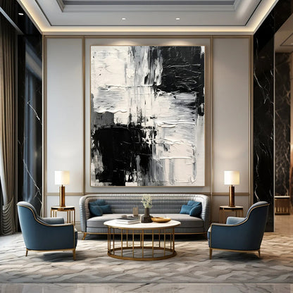 Monochrome Textured Chaos - Abstract Impasto Oil CT1248