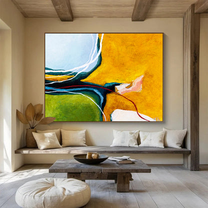 “Vibrant Color Blocks & Lines” Abstract Acrylic Painting On Canvas DKH552