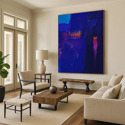 Deep Blue, Neon Accents - "Midnight Neon" - Abstract Acrylic Art CT1820